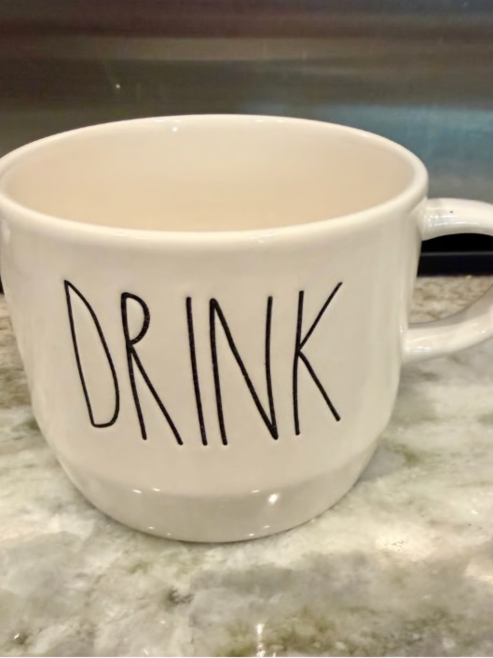 White Ceramic 'DRINK' Mug - Modern Lettering